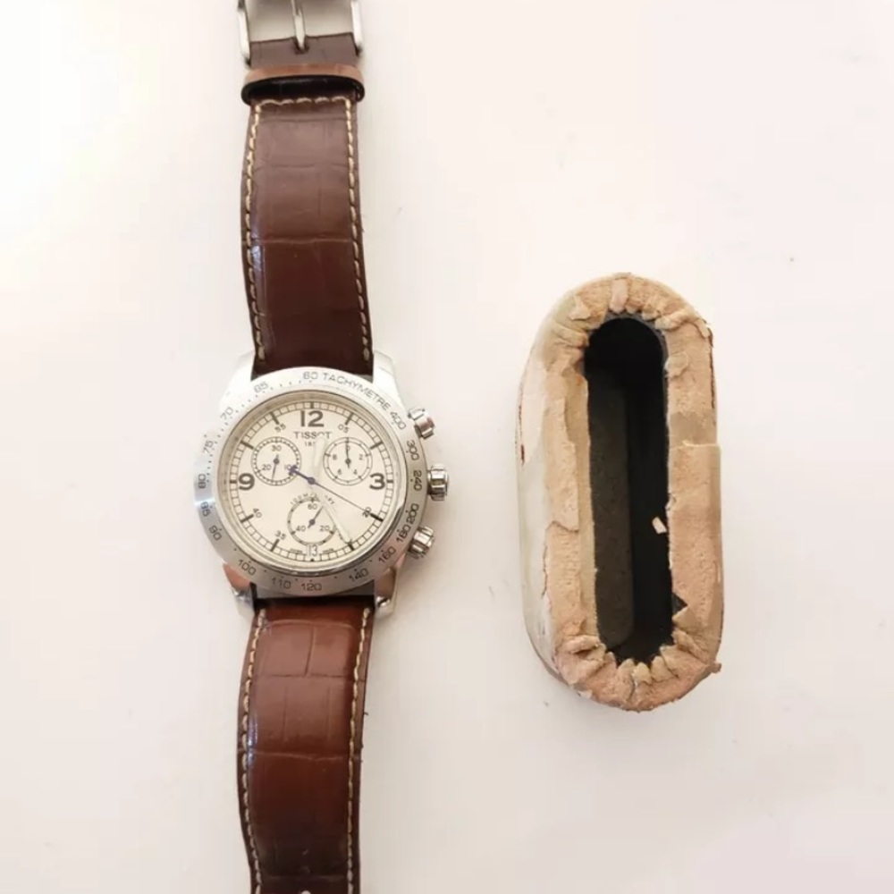 Tissot V8 Mens Watch Quartz Chronograph Cream Dial